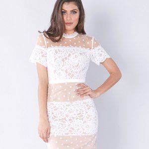 Love Honor beautiful Ava Midi Dress Powder Nude US 10. Brand NWOT.